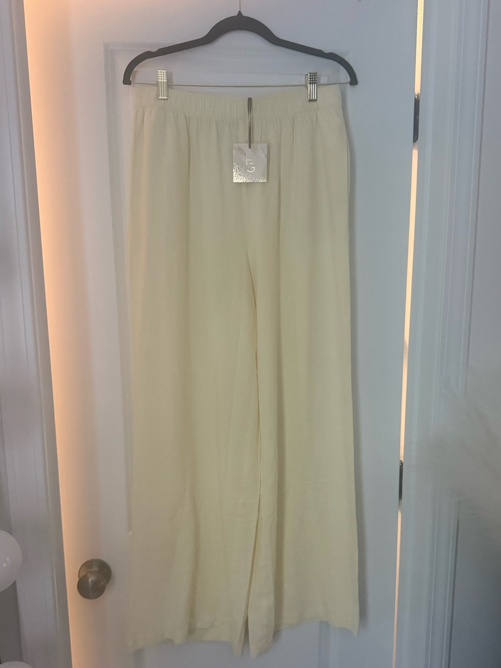 Yellow Wide-Leg Linen Pants